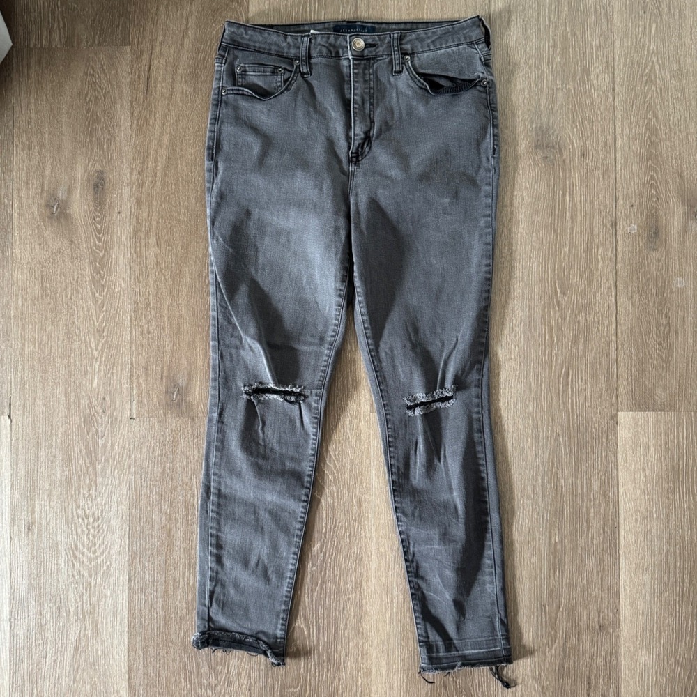 Aeropostale The Norma Jean Women 12 Grey Distressed High Rise Skinny Jeans